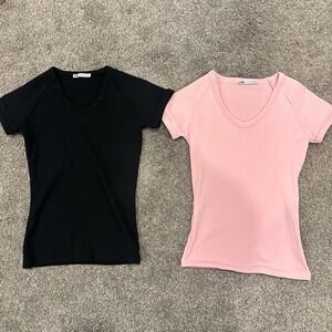 ZARA ribbed round neck t shirts